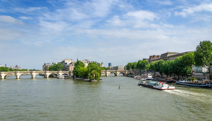 Cite Island and Pont Neuf bridge in the center of Paris