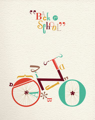 Back to school type font hipster bike illustration