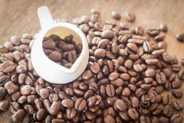 Coffee on grunge wooden background