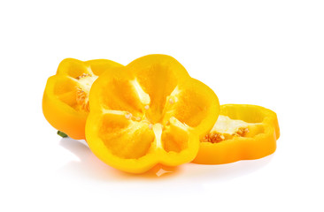 Fototapeta na wymiar Yellow Bell pepper sliced isolated on white background