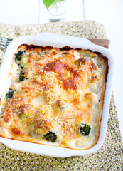 Cauliflower and broccoli gratin