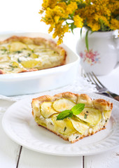 courgette, herbs and cheese tart