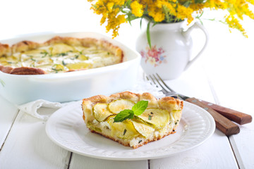 courgette, herbs and cheese tart