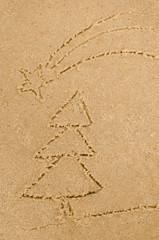 Fototapeta na wymiar water waves drawing on sand