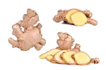 Fototapeta premium fresh ginger on isolated white background