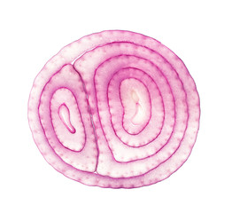Slice with red onion isolated on the white background