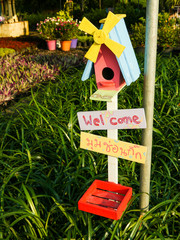 Bird's Nest on The Wood Post