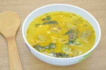 Chicken green curry soup, traditional Thai food