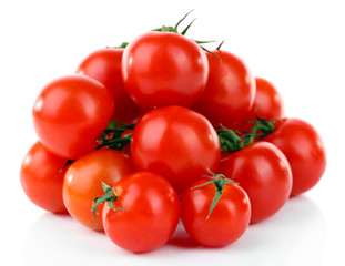 Group of cherry tomatoes isolated on white