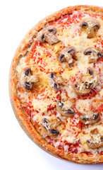 Tasty pizza with vegetables close up