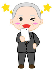 スーツ男性　ウィンク