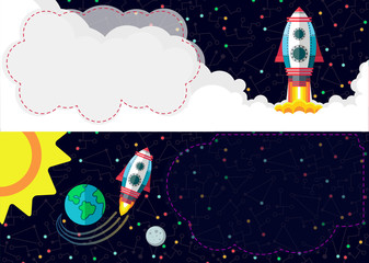 Space travel. Vector illustration in style flat