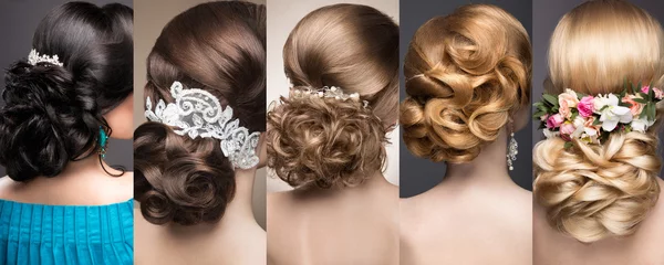 Peel and stick wall murals Hairdressers Collection of wedding hairstyles. Beautiful girls. Beauty hair.
