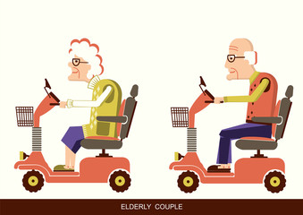 old people drive by mobility scooter