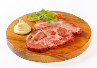 Smoked pork neck with mustard