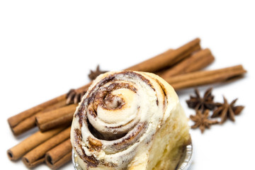 Mini cinnamon rolls isolated