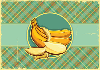 Bananas label.Vintage fruits background on old paper texture