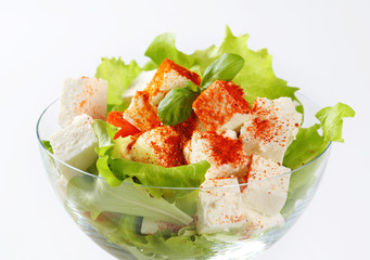 Diced feta with fresh vegetables