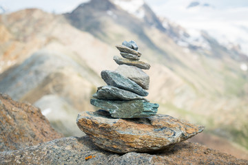 Stack of stones on the top of the mountain