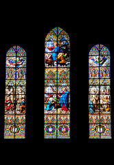 Vitraux de l'église saint Méen, Cancale, Ile et Vilaine, Bretagne, France 