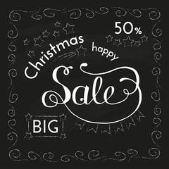 Sale hand drawn design on chalkboard