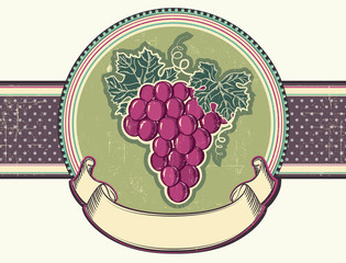 Grapes.Vector vintage label background for text
