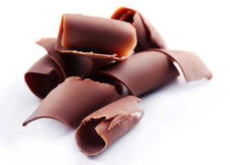 Chocolate curls isolated on white