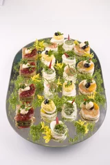 Deurstickers Glass platter of snacks  © npls