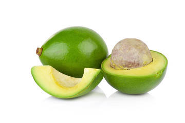 green avocados isolated on the white background