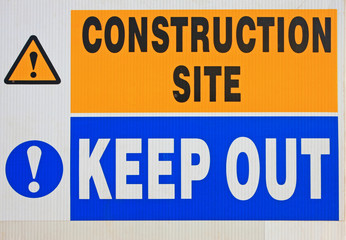 Construction site warning sign