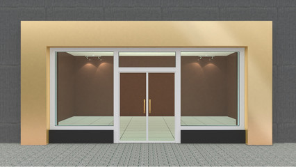Empty Gold Store Front with Big Windows