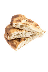 pita bread slices on white