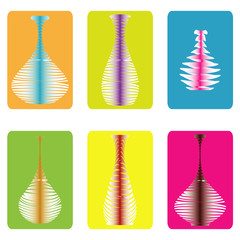 monochrome icon set with amphorae and vases