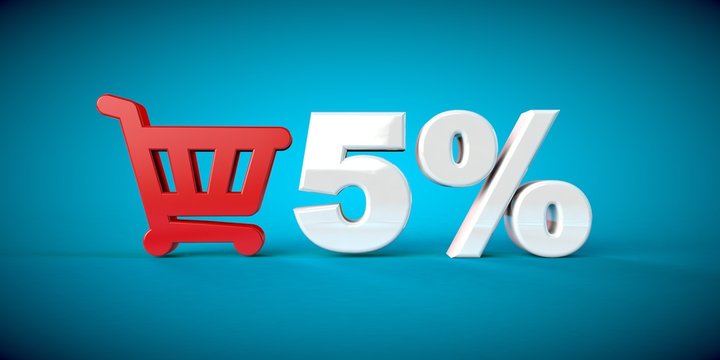 5 percent discount shopping cart Online Store Coupon blue