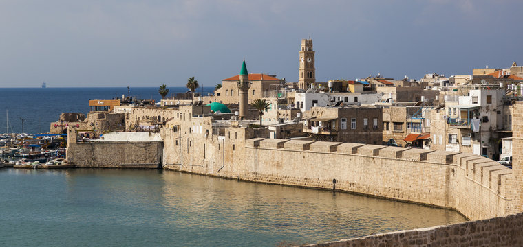 Ancient city of Akko in the morning. Israel