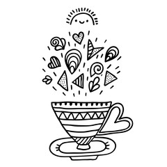 Doodle cup with ornaments.