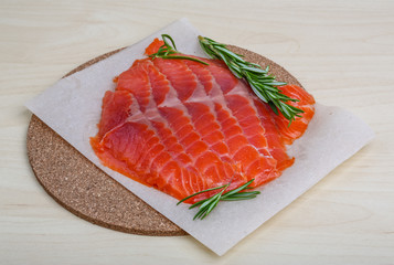 Sliced salmon
