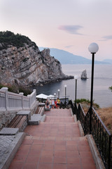 Landscape with the image of Crimean Mountains and Black Sea