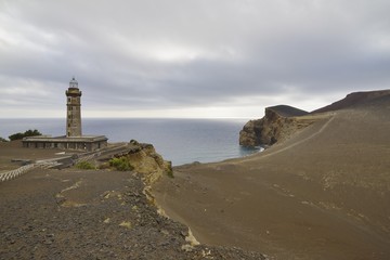 Abandoned lighthouse, Ponta dos Capelinhos, Faial island, Azores, Portugal