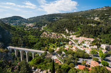 hilly landscape of the town of Eze in the south of France
