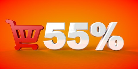 55  percent discount shopping cart Online Store Coupon orange
