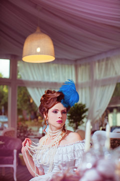 Indoors shot in the Marie Antoinette style.