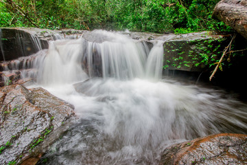 waterfall in the tropical forest.