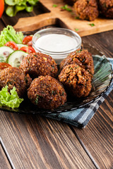 Chickpea falafel balls with vegetables