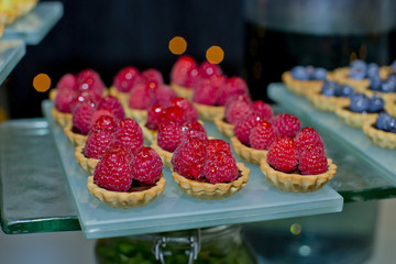 Fresh fruit pie tart with with raspberry