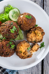 Chickpea falafel balls with vegetables