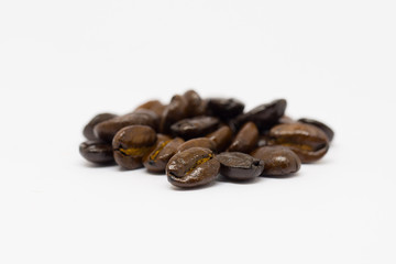 Group of coffee beans on white background