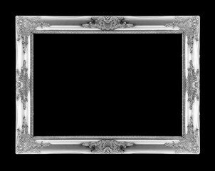 Silver picture frames. Isolated on black background