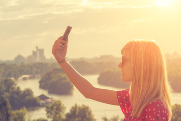 Chasing the sunset on a Sava river in Belgrade, Serbia, from Kalemegdan fortress, a view to New Belgrade and Zemun.