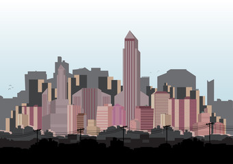 City Skyline - Vector Illustration